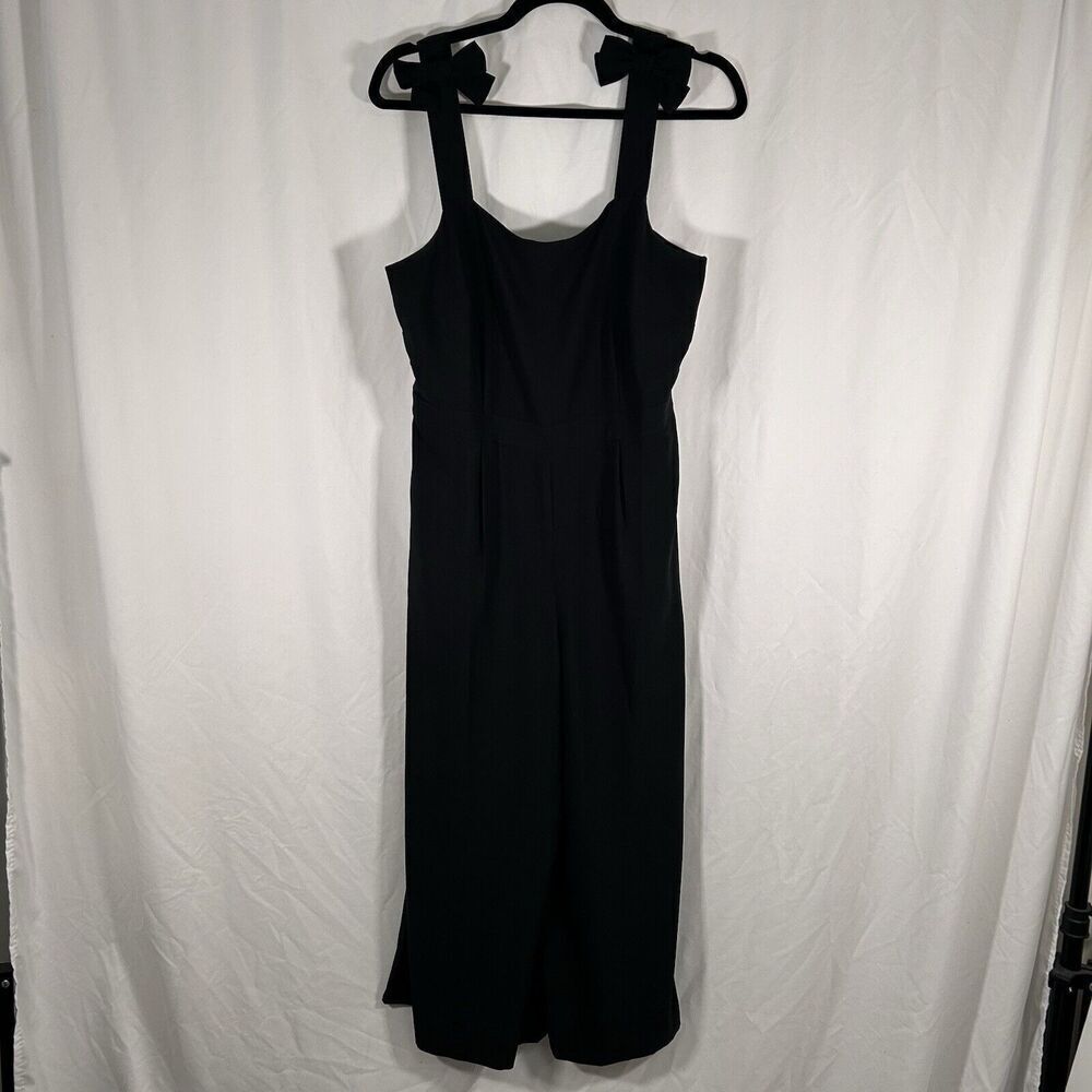 LOFT Jump Suit Women's 4 Black Pockets Sleeveless Tie Strap Lightweight Wide Leg